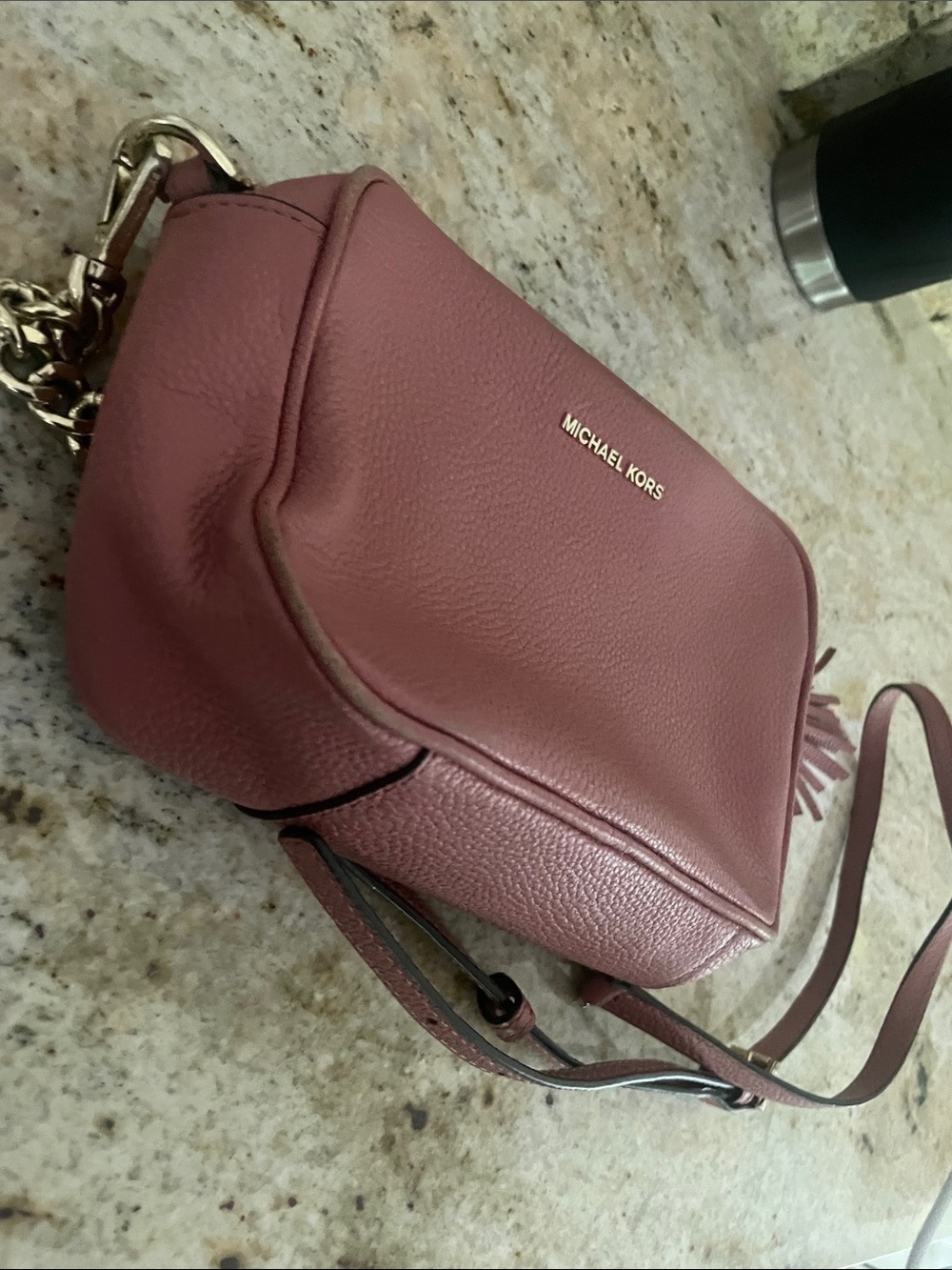 Michael Kors Dusty Rose Leather Tassel Crossbody Bag - Picture 9 of 9
